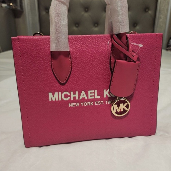 AUTHENTIC NWT Michael Kors Mirella Small Pink Leather Top Zip Tote Crossbody Bag - Picture 6 of 6